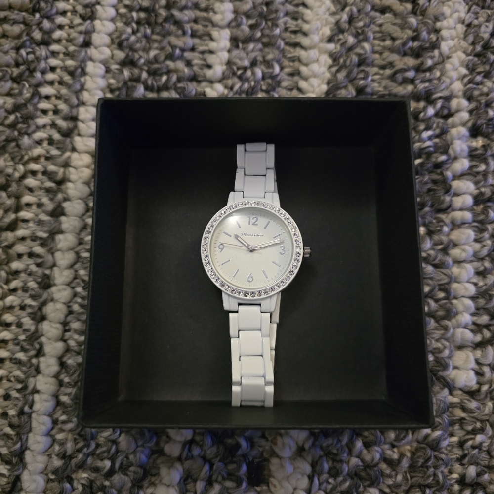 Elegant Silver Watch with Crystal Accents